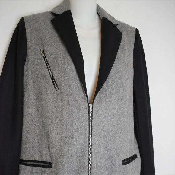 Asilio Coat Midi Colorblock Sz S Wool Preppy Academia Minimalist Neutral - Picture 7 of 16